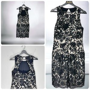 Eliza J Black Lace Mesh Overlay Sleeveless Cocktail Party Dress with Pockets